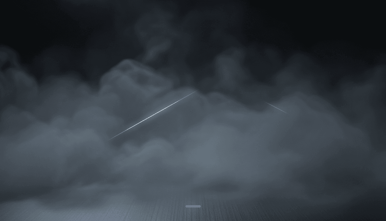 A short faint condensation track fading a third of the way across the vessel